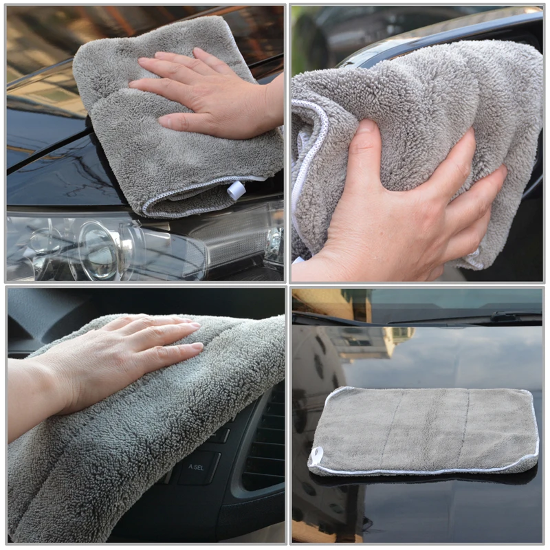 5 шт. 820GSM ультра-толстое плюшевое полотенце из микрофибры, ткань для чистки автомобиля, автомойка, восковая сушка, полировка, Детализация, полотенце с ремешком
