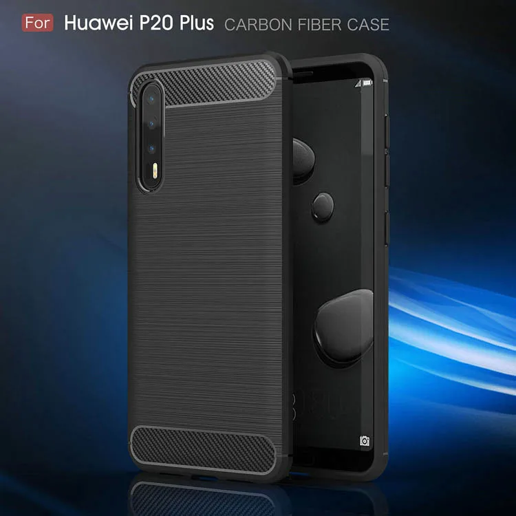 TobeThird For Huawei P20 Plus Case Carbon Fiber Texture Brushed TPU Gel Phone Cover for Pro / 6.1 inch | Мобильные телефоны и