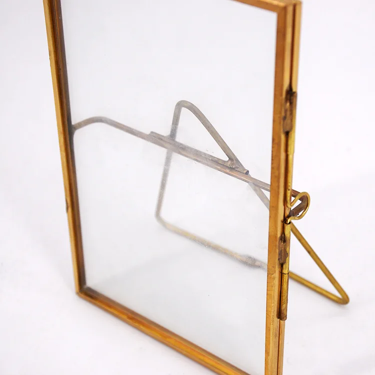 New three-dimensional metal glass photo frame set table creative desktop metal geometric picture frame glass frame10.5*15.5cm