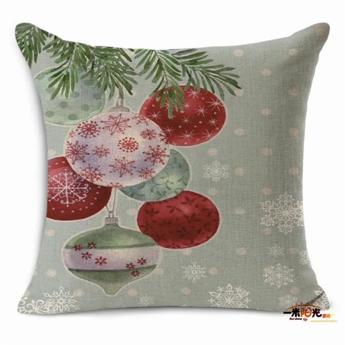 Cushion Cover Home Decoration Accessories Christmas Printed Cotton Linen Decorative Pillows Cojines Decorativos Para Sof