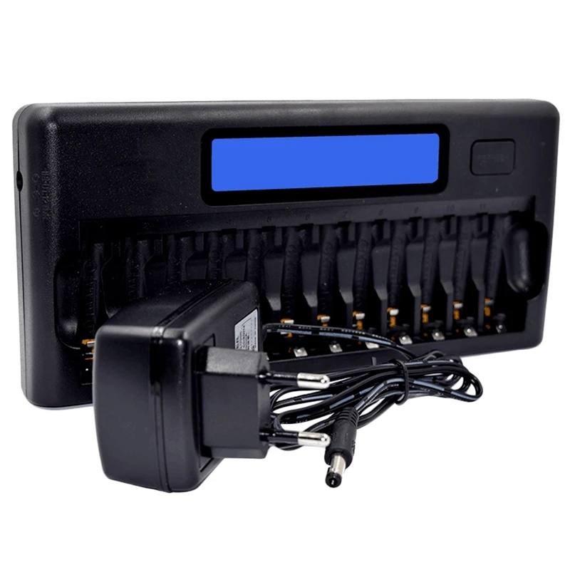 Intelligent Battery Charger Lcd Display Speedy Smart Charger 12 Battery Slots For 1.2V Ni-Mh Ni-Cd Aaa Aa Batteries(Eu Plug - Цвет: Black