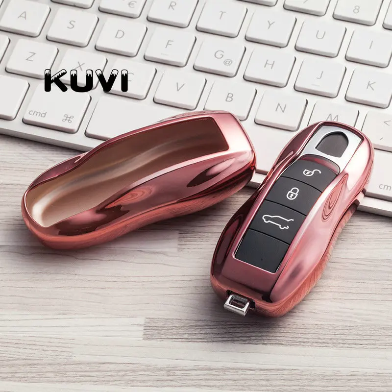 pink Мягкий чехол для автомобильного ключа из ТПУ для Porsche Cayenne Boxster 986 987 Panamera Macan - Название цвета: pink