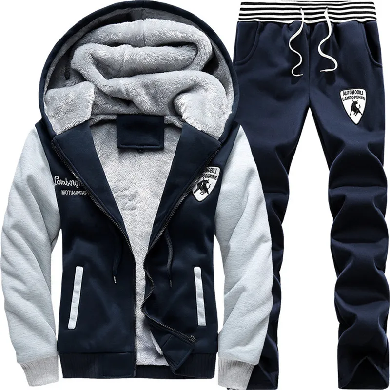 Brand New Men Set Fashion Winter Tracksuits Thick Fleece Lined Hoodies Sweatshirt + Pants Track Suit Mens Sportswear Sweat Suit Brand New Men Set Fashion Winter Tracksuits Thick Fleece Lined Hoodies Sweatshirt + Pants Track Suit Mens Sportswear Sweat Suit