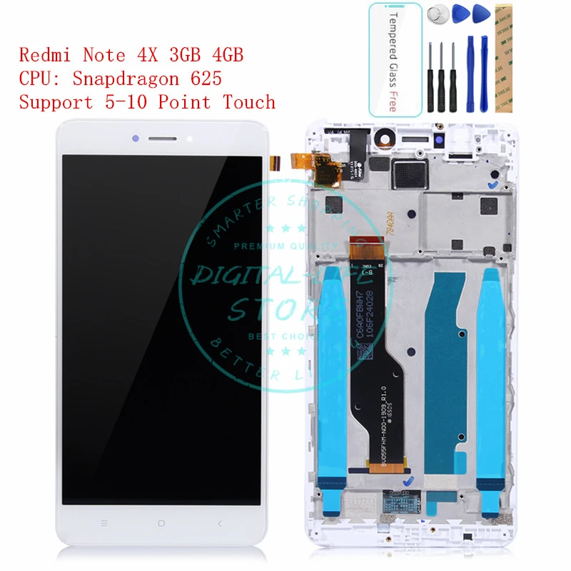 

LCD Display + Frame For Xiaomi Redmi Note 4X Snapdragon 625 LCD Display Digitizer Note 4X 3GB 32GB 4GB 64GB Touch Screen Parts