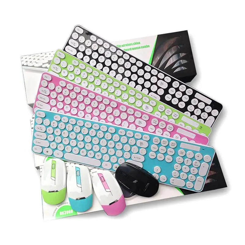 

2018 New HK3960 Color Round Chocolate Button Wireless Mouse and Keyboard Set Dropship 10.9