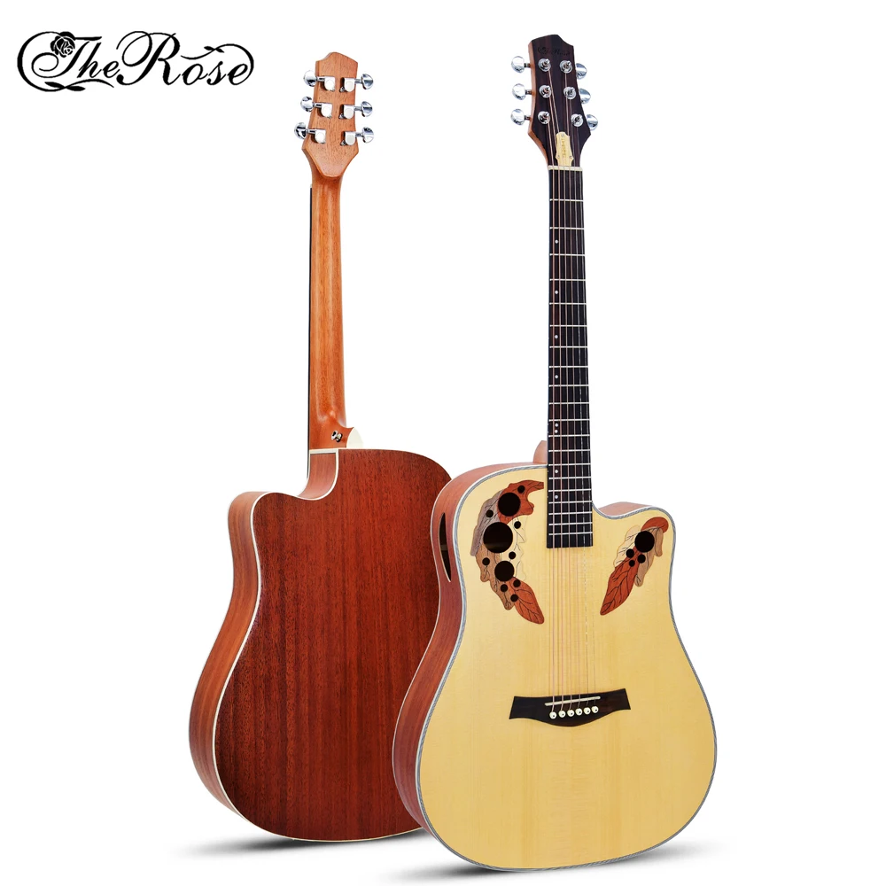 

The Rose 41inch Guitar Grape hole carving Acoustic Guitar Grade A spruce Missing angle Practice 6 string Wooden Guitarra AGT101