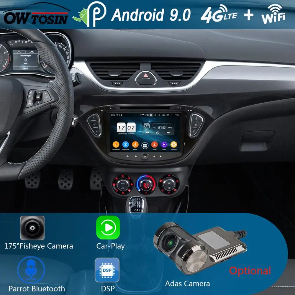 Sale 8" IPS Octa 8 Core 4GB RAM+64GB ROM Android 9.0 Car DVD Radio GPS For Opel CORSA 2015 2016 DSP CarPlay Parrot BT Stereo Adas 1