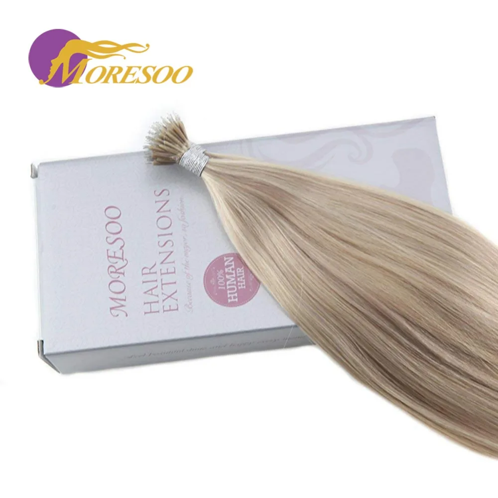 Moresoo 16-22 inch Micro Nano Ring Hair extensions Machine Remy Human Pre-bonded Hair Extensions 0.8g/s 50 shares Brazilian Hair