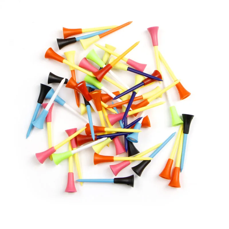 

VSRRWL 50pcs/lot Golf Tools 72mm Multicolor Plastic Golf Tees Rubber Cushion Professional Color Random delivery
