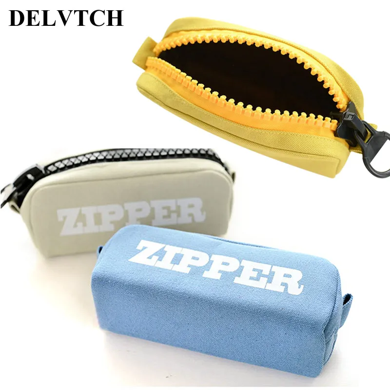 

DELVTCH Portable Zipper Canvas Pencil Bag Pen Case Storage Organizer School Students Stationery Bags Supplies Kids Children Gift