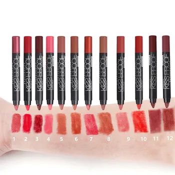 

12Ps/Set Matte Sexy Lipstick Pencil Lips Pigment Long Lasting Lip Stick Pen Beauty Makeup Cosmetics