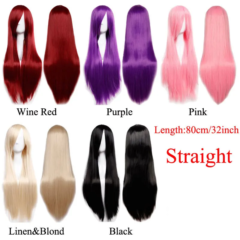 SNOILITE 3" 80 см женские длинные прямые бордовые вечерние парики для косплея синтетические термостойкие парики для полных волос розовый черный