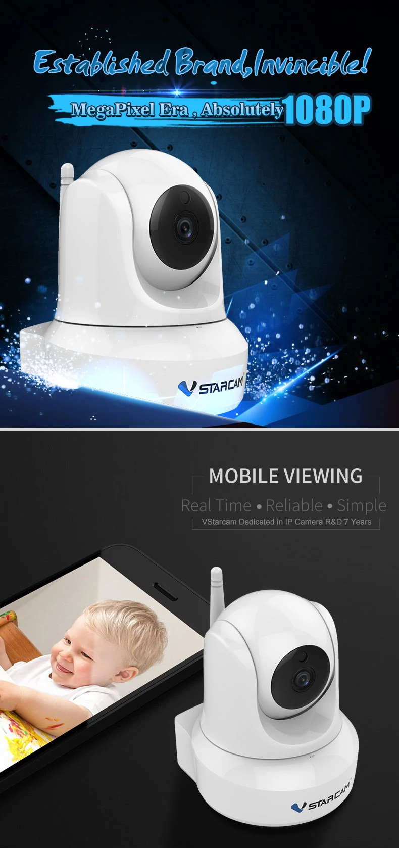 VStarcam C29S IP Камера WiFi 1080P Видеонаблюдение Монитор безопасности Беспроводной Cam с двухстороннее аудио Ночное видение белый