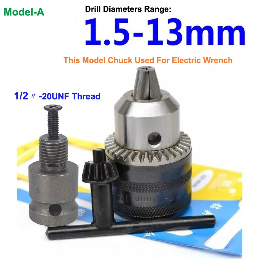 1/2" 20-UNF Electric Wrench Chuch 2 Pit 2 Slot Electric Hammer Drill Chuck Head To Be Drill And Screwdriver