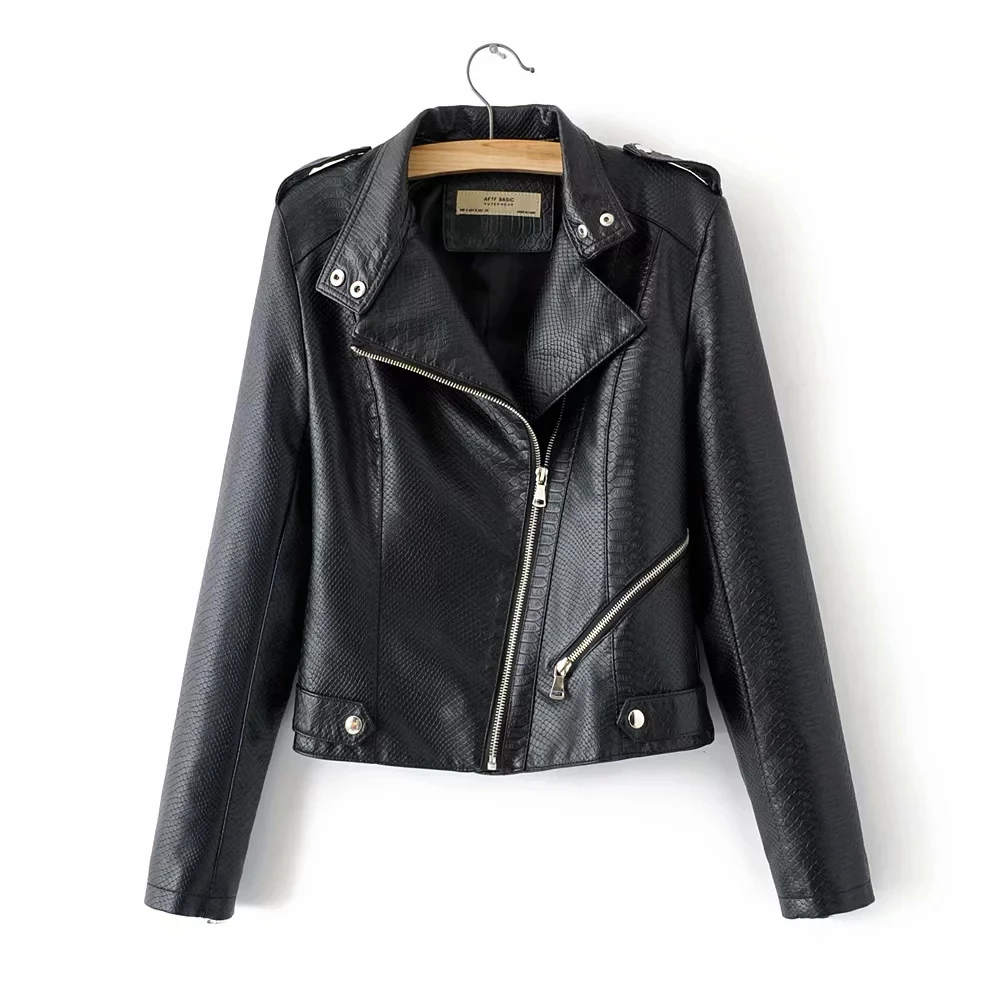 

fashion women PU Leather jackets for office ladies black bomber short jacket street-wear girls cool bikers coats feminine chic