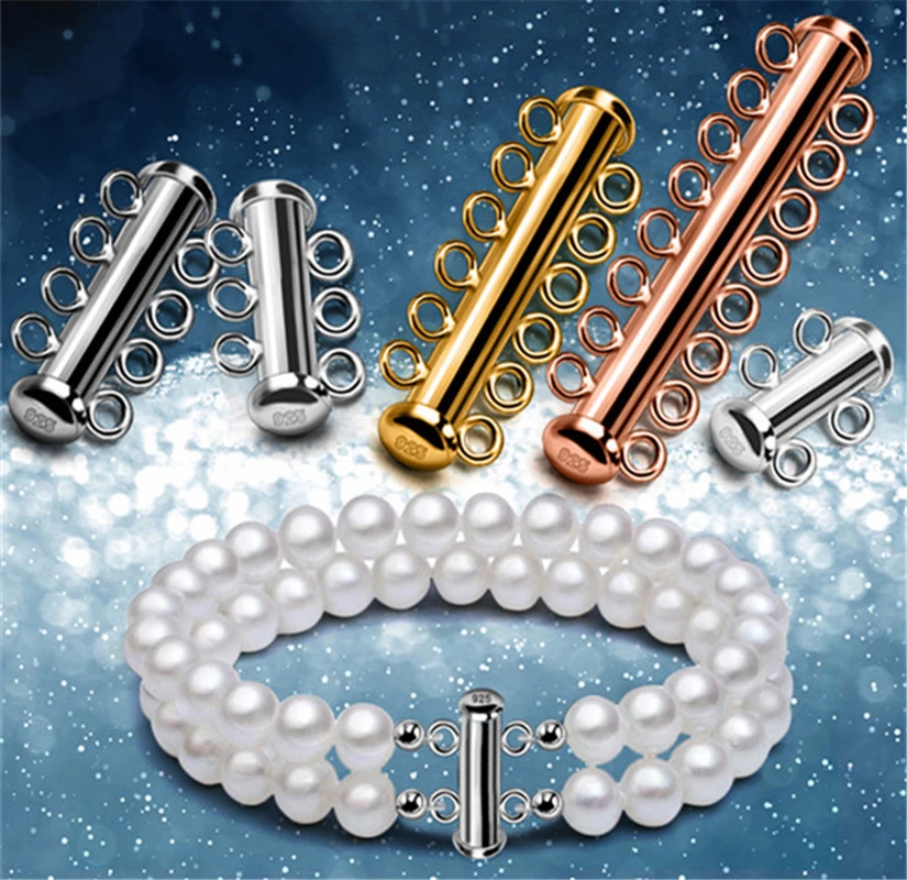 

2/3/4/5/6/7/8 Strands 925 Silver Slide Clasps Fit 2mm Cord Bracelets End Caps Connectors Fastener Clasps Necklace Making CH01