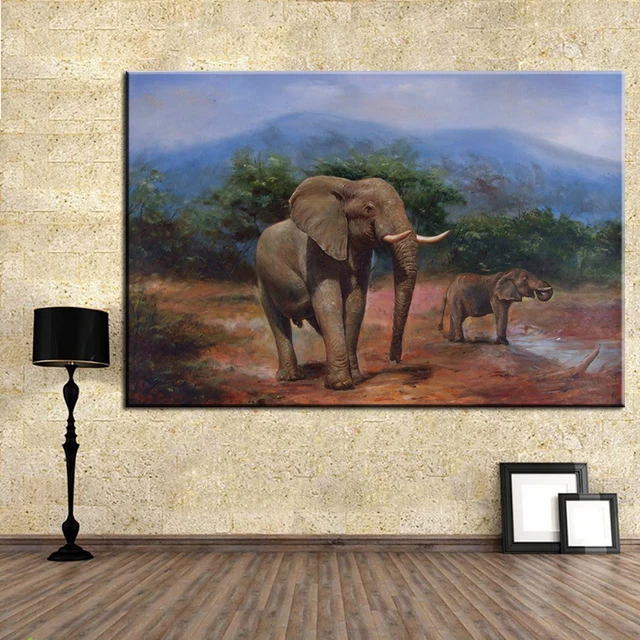 Dp Artisan No Frame Elephant Big And Small Animal Arts Printed Oil Painting On Canvas Wall Dp Artisan No Frame Elephant Big And Small Animal Arts Printed Oil Painting On Canvas Wall