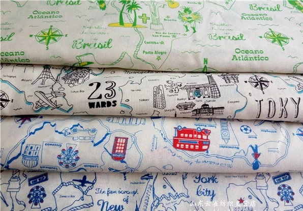 55% льняная ткань и 45% хлопок Тюль toile карта национального флага печать для