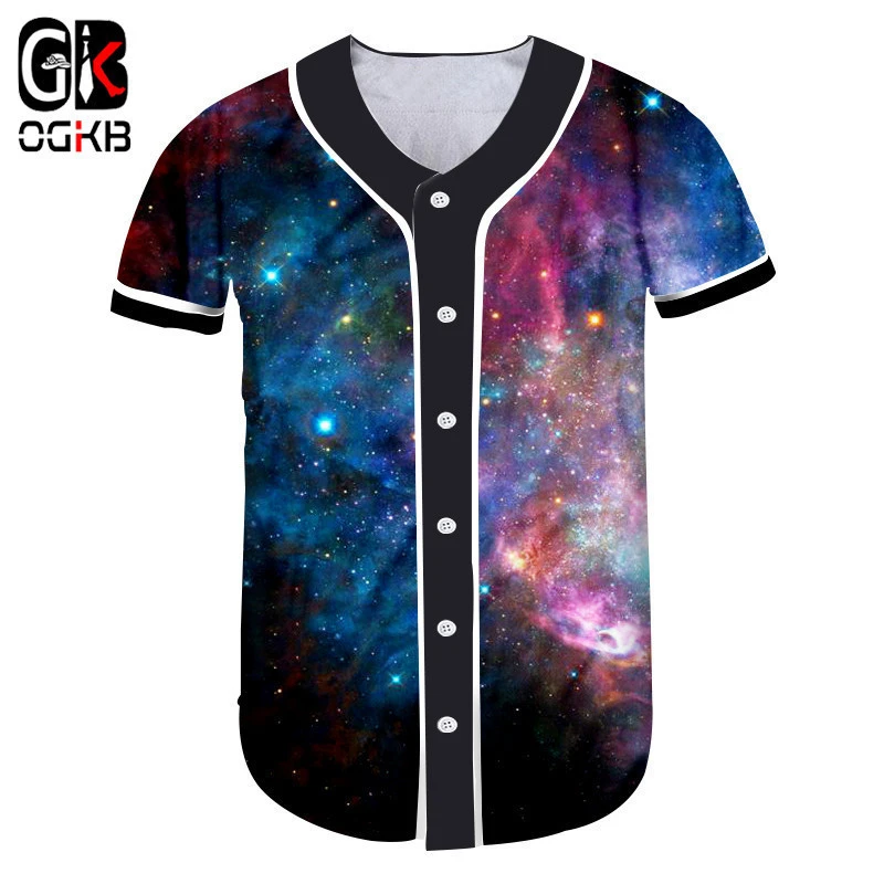 Ogkb T Shirt De Baseball A Manches Courtes Pour Femme Streetwear Hip Hop Punk A La Mode Avec Galaxie Space Imprime En 3d Aliexpress
