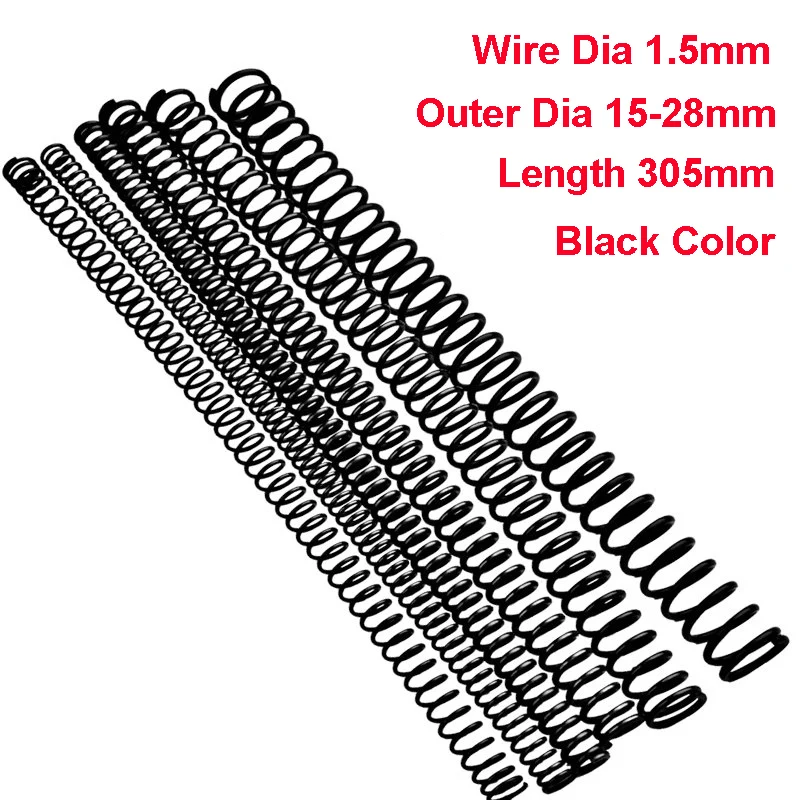 

1PCS Y Type Spring Black Manganese Steel Pressure Spring Wire Dia 1.5mm Outer Dia 15-28mm Length 305mm