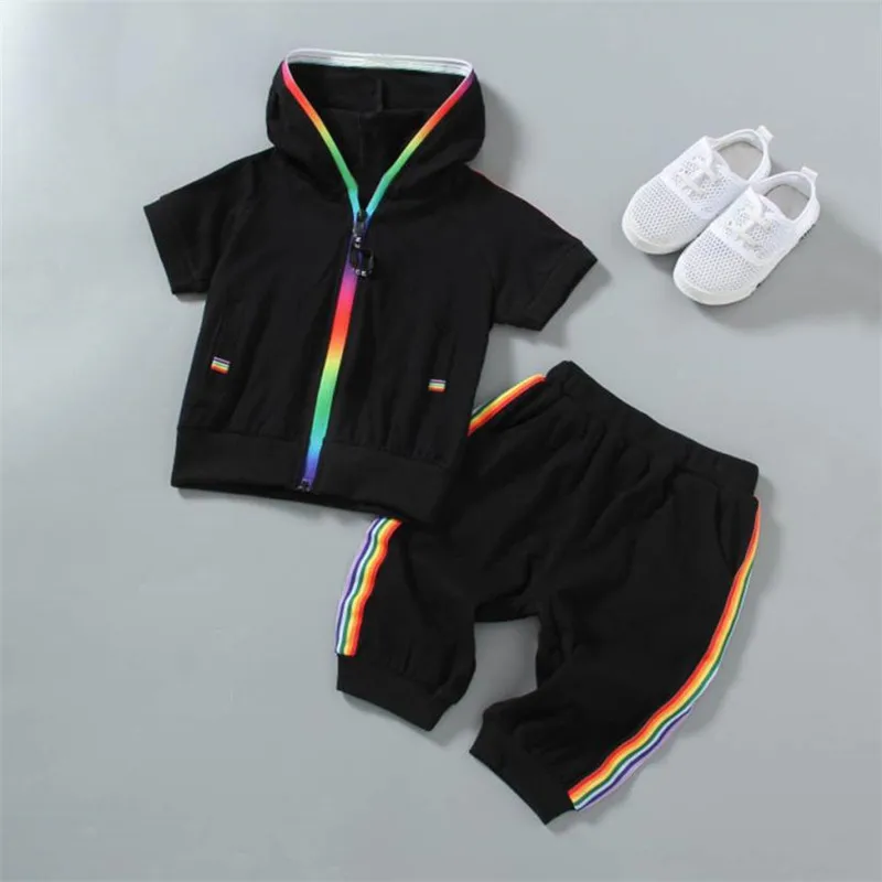 Fashion Open zipper solid baby boy summer clothes Toddler Kids Baby