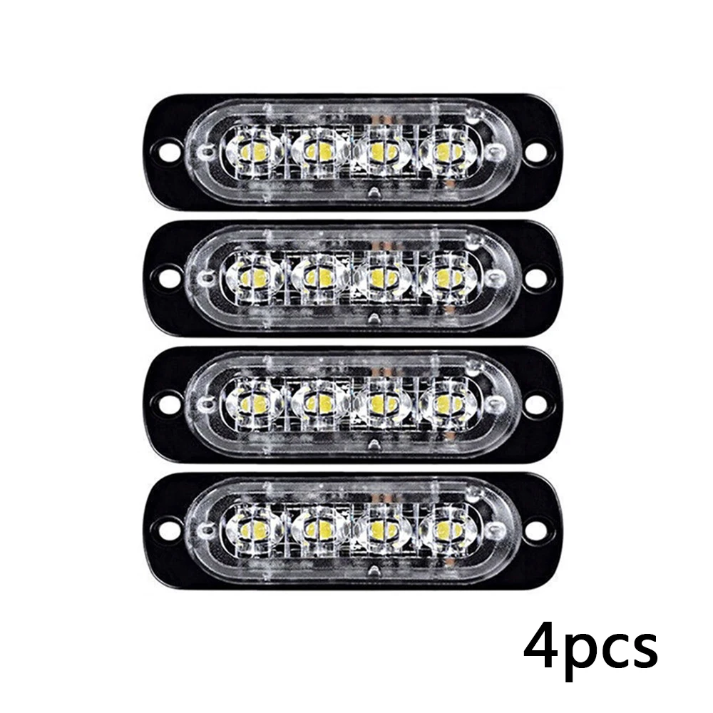 

4pcs 12/24V LED Car Truck Emergency Warning 4LED Strobe Flash Light Hazard Flashing Lamp Driving Daylight Bar Police Firefighter