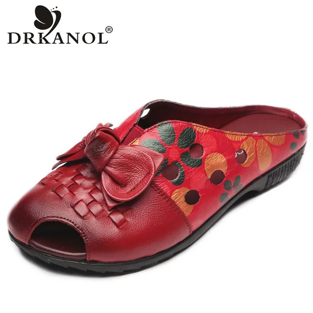  DRKANOL Shoes Woman 2018 Vintage Style Summer Women Sandals Woven Soft Hollow Out Women Flat Sandals Plus Size 35-43