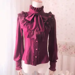 Принцесса сладкий Лолита Блузка Весна Новый Стенд шеи галстук-бабочка шифоновая рубашка высокого класса Винтаж с длинным рукавом рубашки