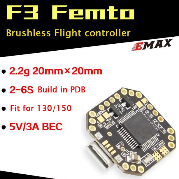 ФОТО Genuine EMAX F3 Femto flight controller brushless FC build in PDB 9-axis electronic compass for 130/150 RC quadrocopter FPV