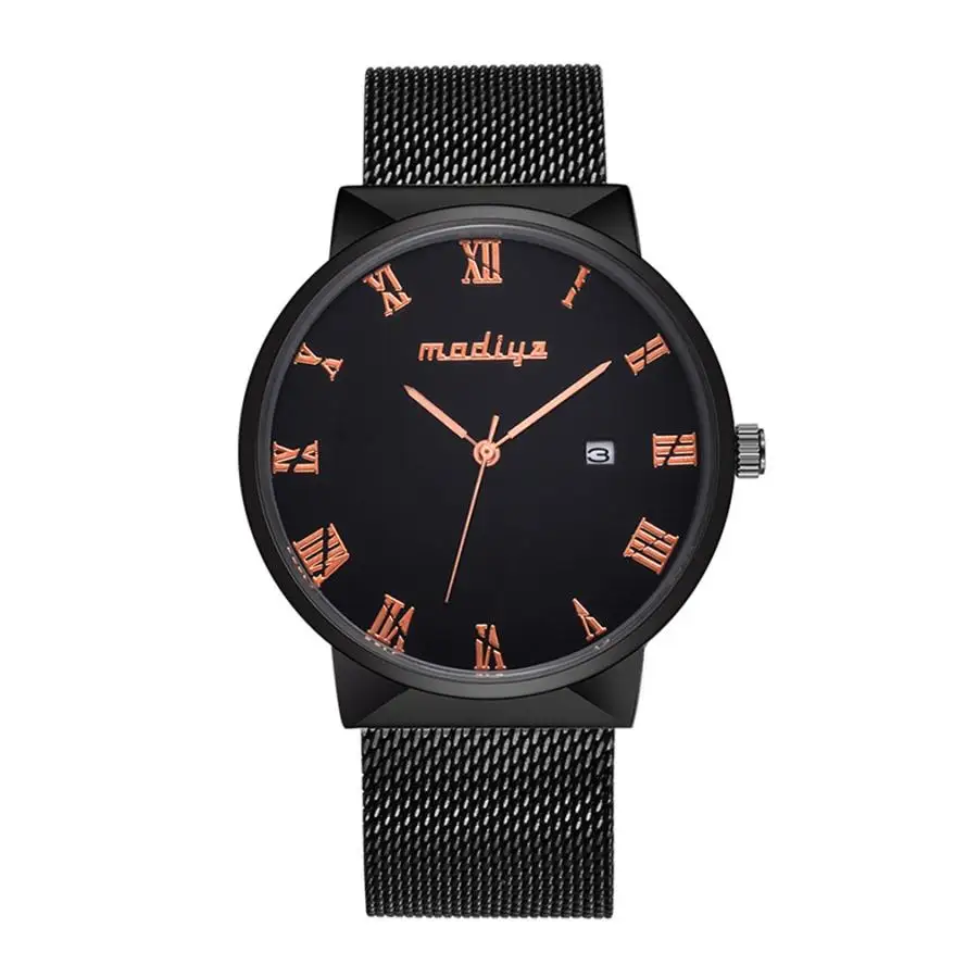 Men Stainless Steel Mesh Belt Business Waterproof Quartz Watches Men's