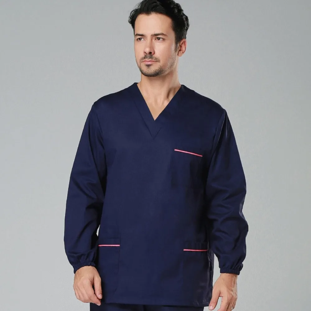 Хирургическая Одежда корейский высокого качества хлопок доктор наборы скрабов с длинными рукавами больница рабочая одежда для женщин и мужчин Рабочая куртка наборы