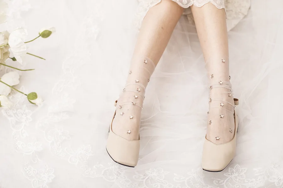 6 цветов. Женские блестящие носки со звездами. Женские прозрачные сетчатые носки с Блестящими Металлическими звездами носки принцессы чулочно-носочные изделия