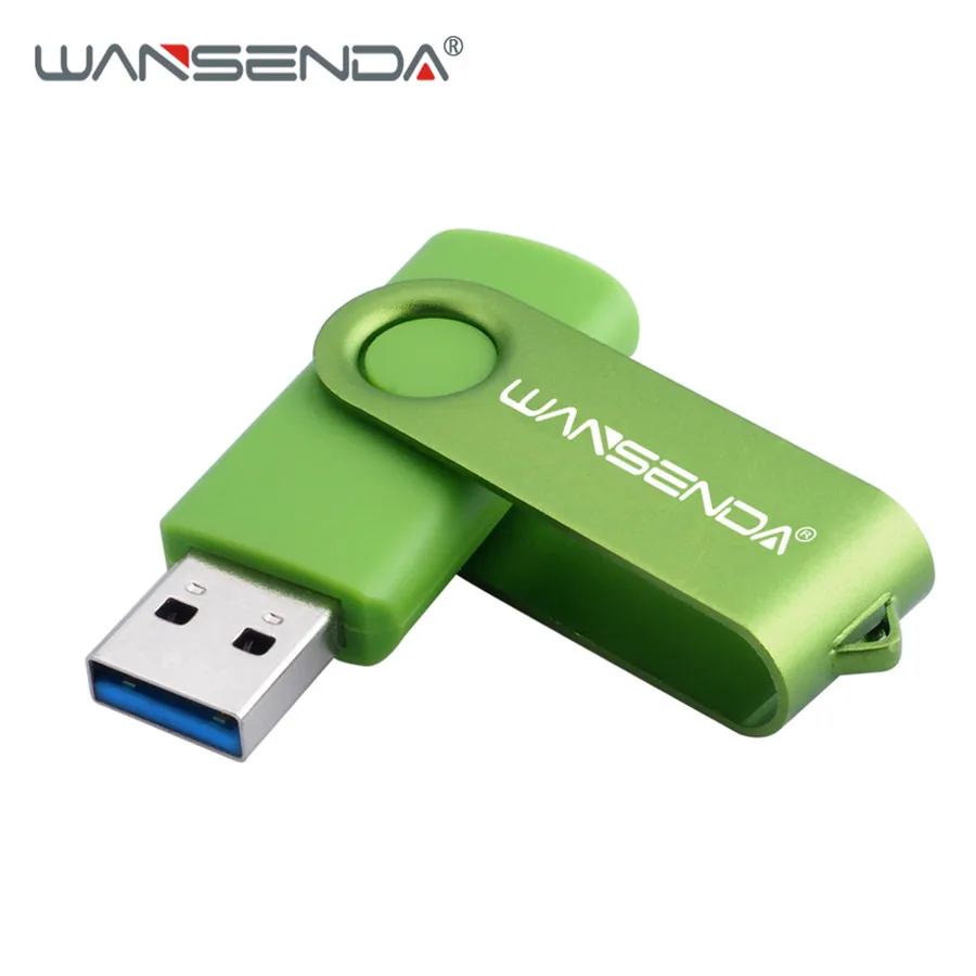 WANSENDA, вращающийся USB флеш-накопитель, 4 ГБ, 8 ГБ, 16 ГБ, 32 ГБ, 64 ГБ, 128 ГБ, 256 ГБ, высокоскоростной Usb накопитель, 3. 0, флеш-накопитель, флешка - Цвет: Зеленый