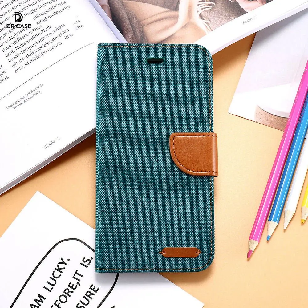 

DR.CASE Flip Case For iPhone 6 6s 7 Plus Case Bag Cover Denim Cloth Flip Cover for iPhone 7 6 6s Plus 5 5S Case Cover Card Slot