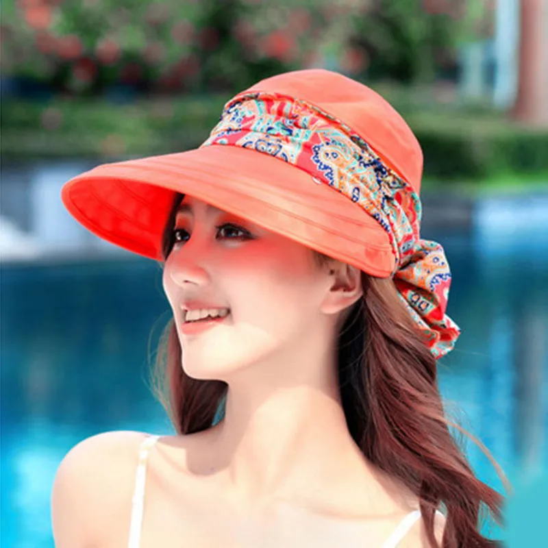 

2019 New Design Women Adjustable Beach Sunshade Hats Sun Visors Cap sombrero mujer guarda sol de praia Outdoor Sportswear Parts