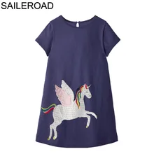 SAILEROAD Детские платья для девочек Летняя вечеринка единорога Baby Girl Одежда Детские платья для девочек Костюм Детские платья принцессы