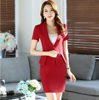 

Summer Short Sleeve Formal OL Styles Professional Business Suits With Jackets And Skirt Female Outfits Blazers Sets Beauty Salon