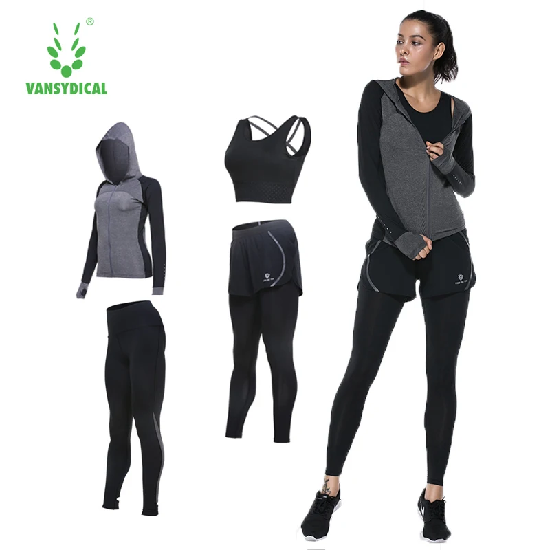Vansydical костюмы для женщин спортивная одежда женские спортивные брюки для фитнеса тренажерный зал беговые наборы быстросохнущая одежда для спортзала костюм 6 шт
