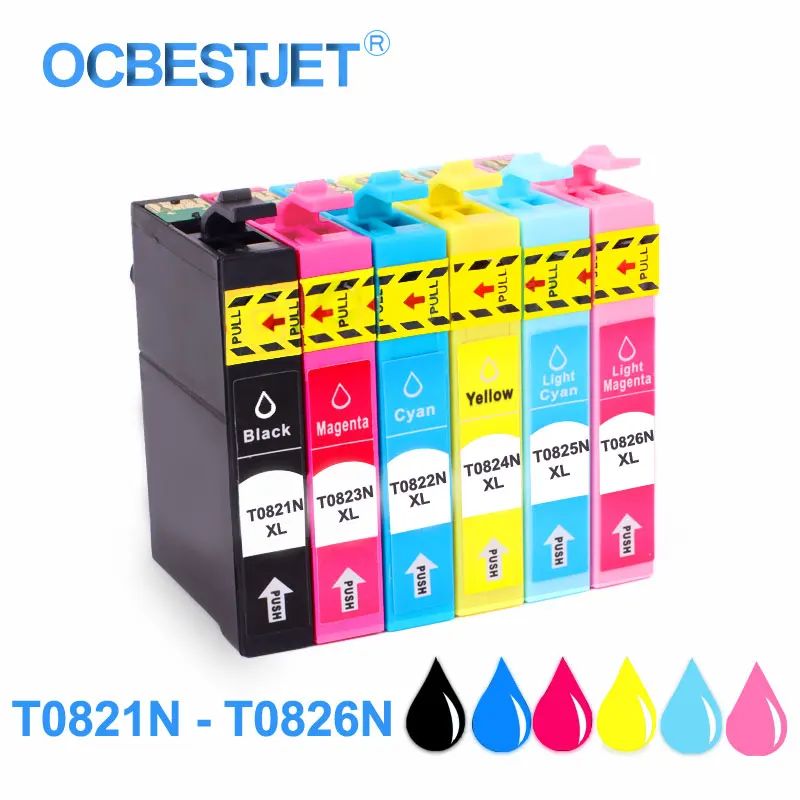 T0821N T0826N совместимый чернильный картридж для Epson Stylus Photo T50 RX615 R270 R290 X650 TX700 082N полный