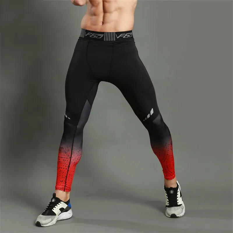 Fitness Running Tights Men 3D Print Compression Sports Leggings Athleisure Sportswear Joggers Jogging Pants Gym Sweatpants | Спорт и