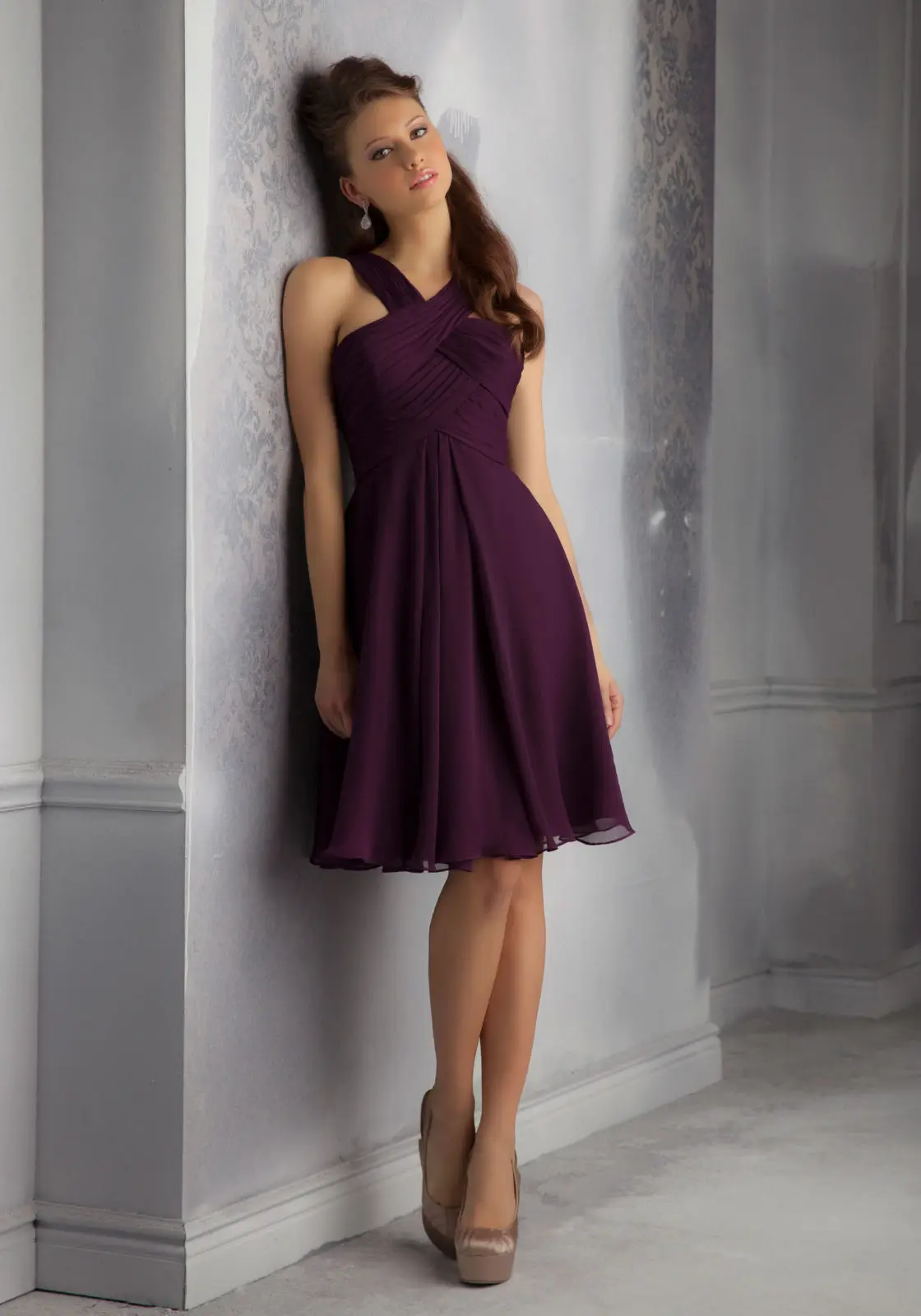 bridesmaid dresses short plum