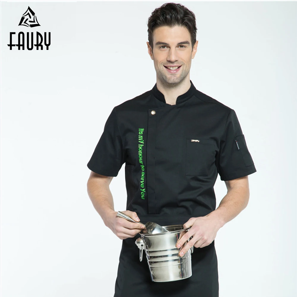 

2018 Wholesale High Quality Chef Jackets Uniforms Food Services Clothing Short Sleeve Men Big Size Cooking Clothes with Apron
