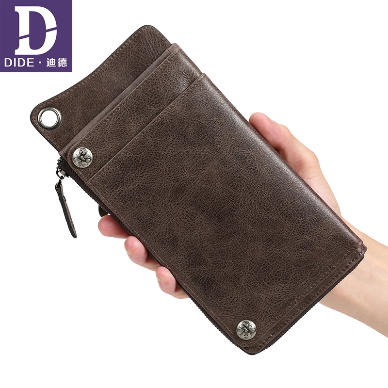

DIDE Large capacity Clutch Purse 100% Genuine Leather Wallet Men Coin Purses credit card holder Wallet phone bag