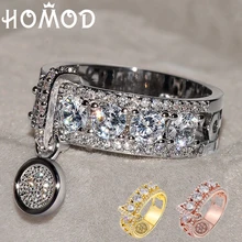 HOMOD, роскошное обручальное кольцо с белым цирконием, винтажное, заполненное розовым золотом, обручальные кольца для женщин, модные вечерние ювелирные изделия