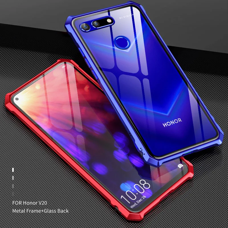 Чехол из закаленного стекла для Huawei Honor V20 V 20 роскошный металлический бампер View