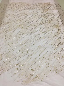 

PWD18102411 African lace fabric High Quality Tulle French Lace Fabric With sequins