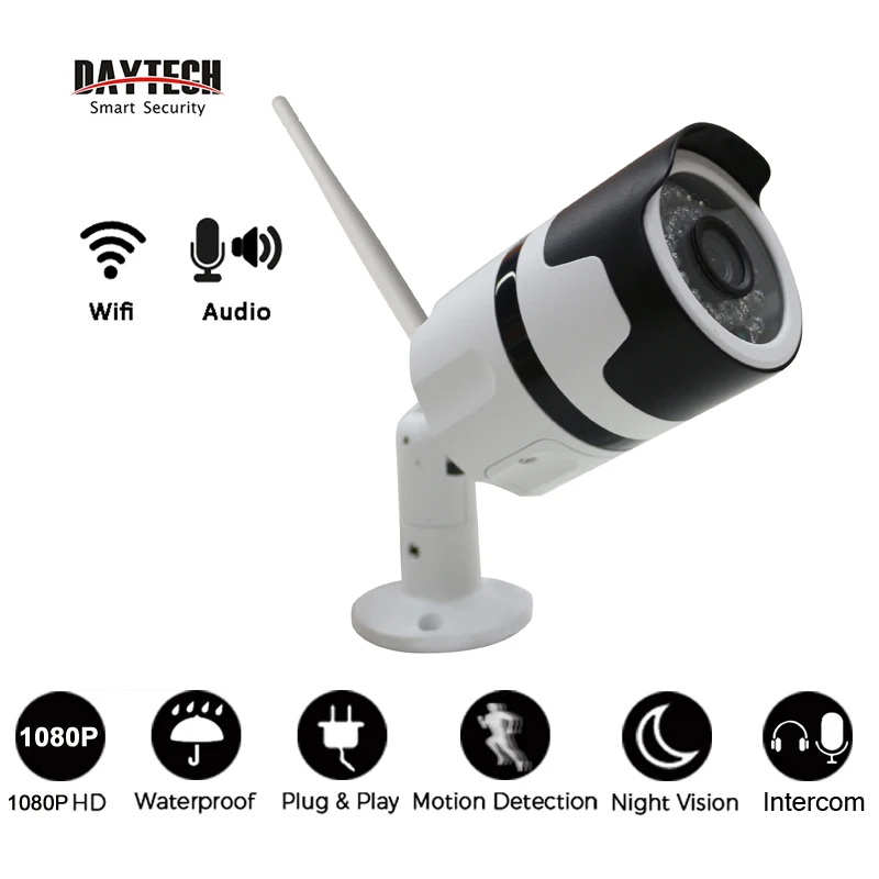 DAYTECH WiFi IP Camera 2MP Wireless Surveillance Camera CCTV Two way Audio IR Night Vision Waterproof WiFi Record Video Monitor