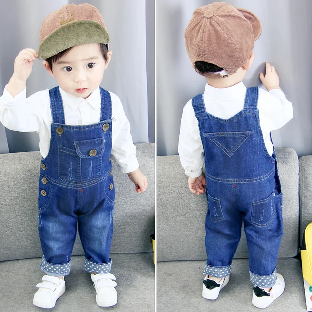 IENENS Toddler Infant Boys Long Pants Denim Overalls Dungarees Kids