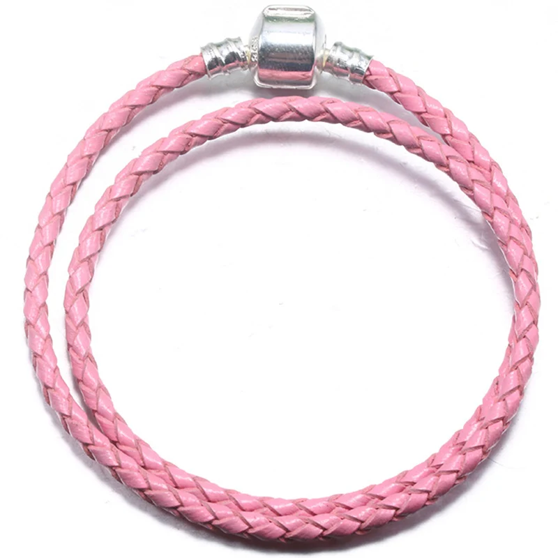 BAOPON, высокое качество, модные, 9 цветов, кожаная цепочка, браслеты с подвесками, подходит для прекрасных браслетов, сделай сам, для женщин, ювелирные изделия, аксессуары - Окраска металла: Pink