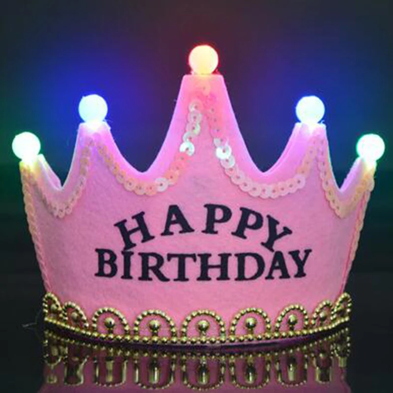 LED Crown Hat Glowing Luminous Cap King&Princess Birthday Festival